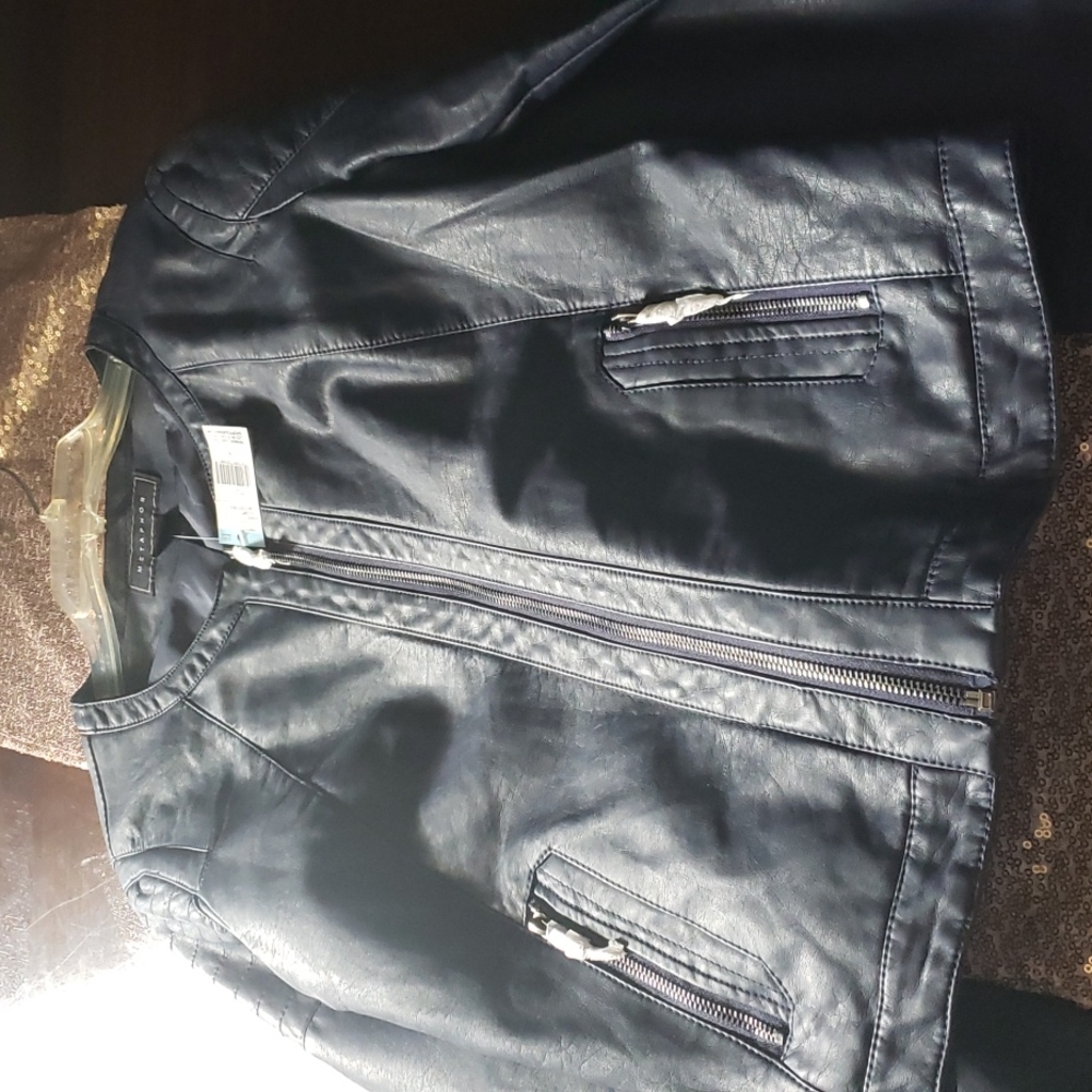 Metaphor Dark/Navy Blue Faux Leather Jacket